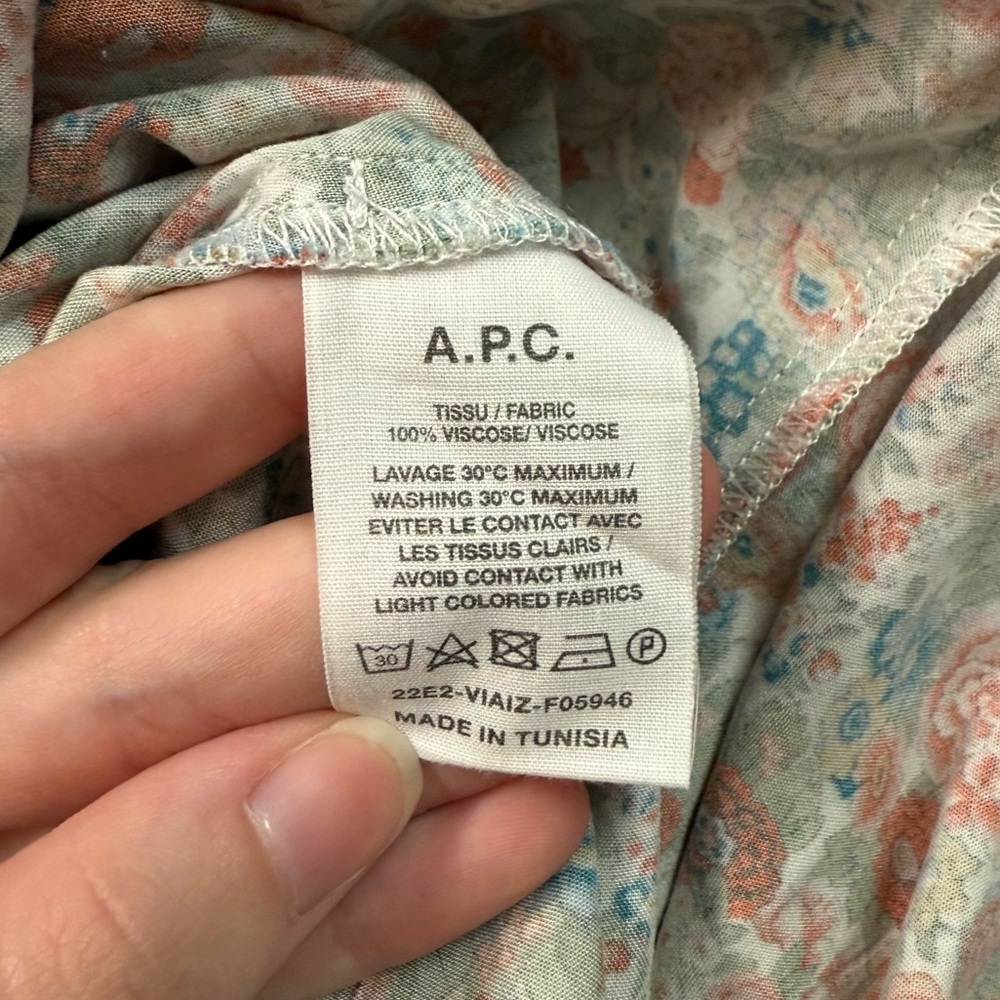 A.P.C Carmen Button Down Floral Printed Vintage Style Shirt Dress EU 42 US 10 - Picture 13 of 13